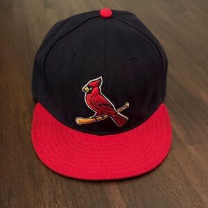 St. Louis Cardinals New Era 59FIFTY Fitted Hat 7 1/2 MLB On Field Black Red